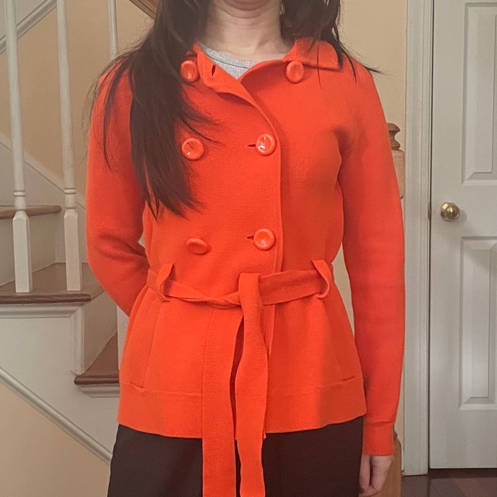 Ann Taylor Vibrant Orange Belted Blazer